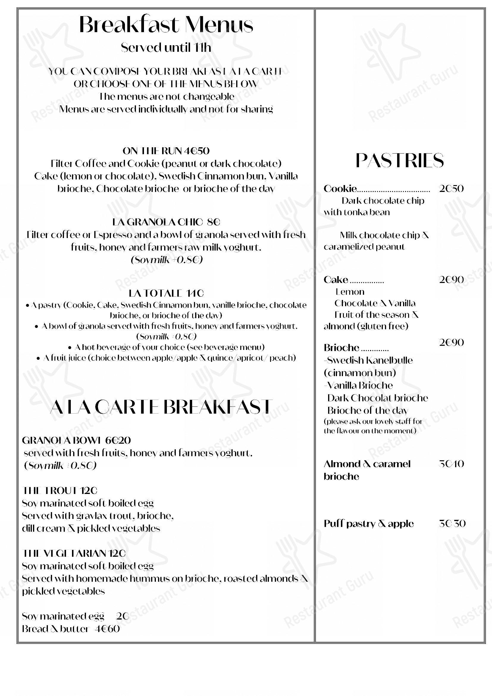 Menu pour Restaurant Le Kitchen restaurant
