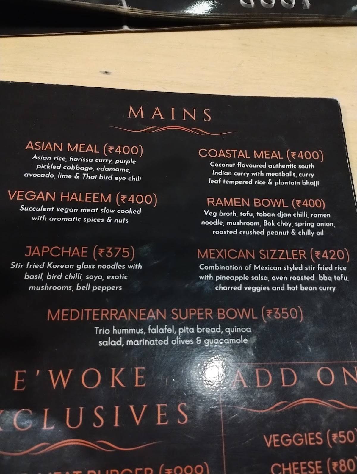 Menu At E woke Hyderabad menu-at-e-woke-hyderabad