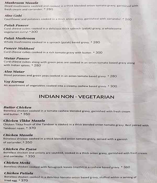 Cashew Tree menu