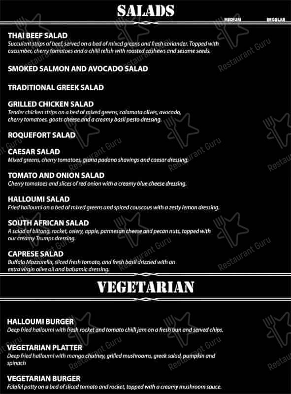 Carta de Trumps Grillhouse and Butchery