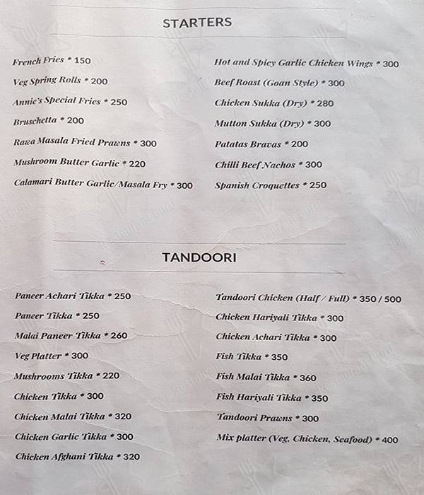 Cashew Tree menu