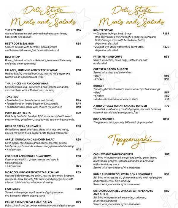 Menu at Thyme On Nicol restaurant, Johannesburg
