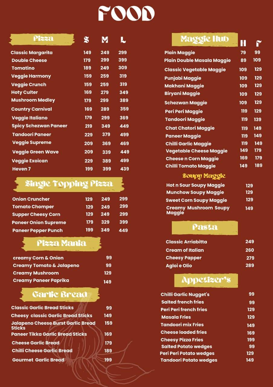 gourmet Pizza Parlor menu