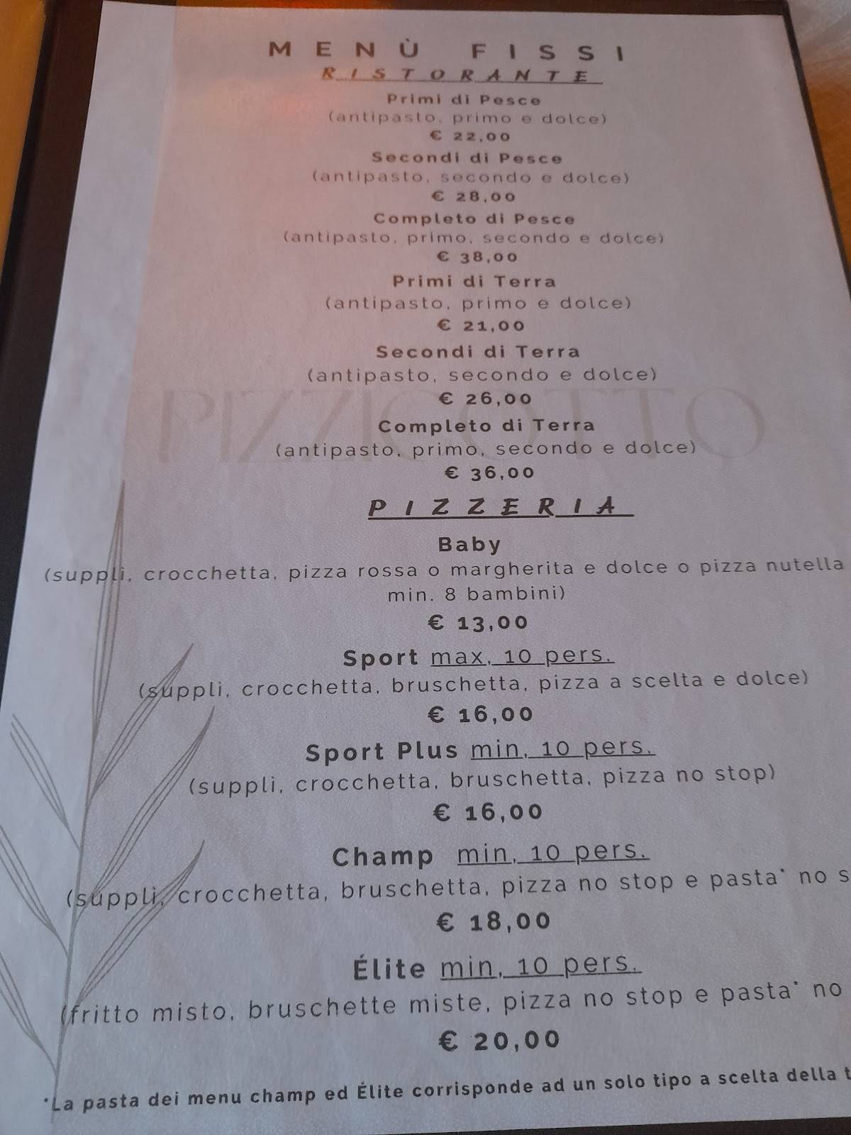 Menu di il Pizzicotto 