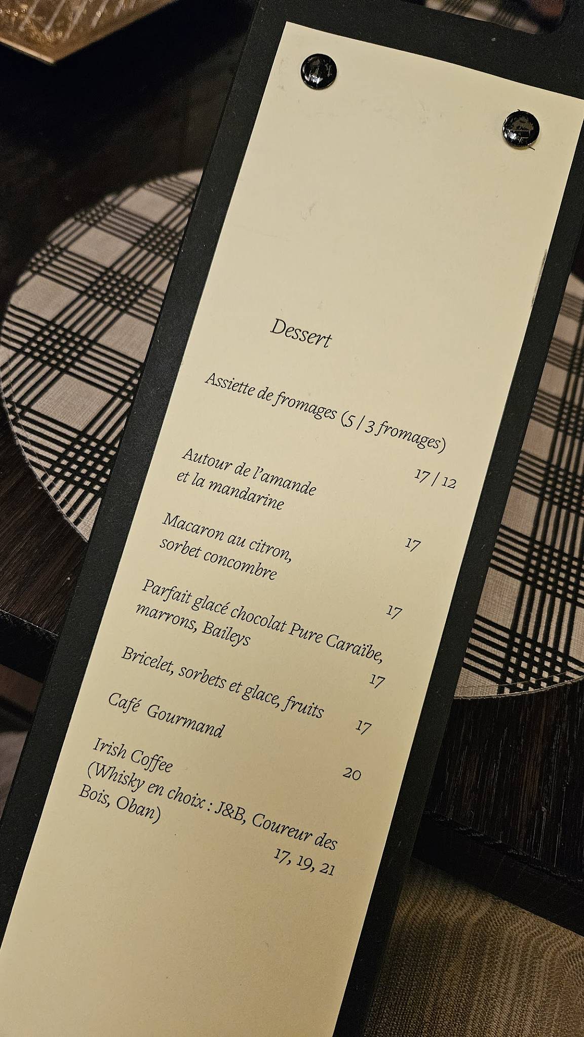 Menu de L'Ecu Restaurant