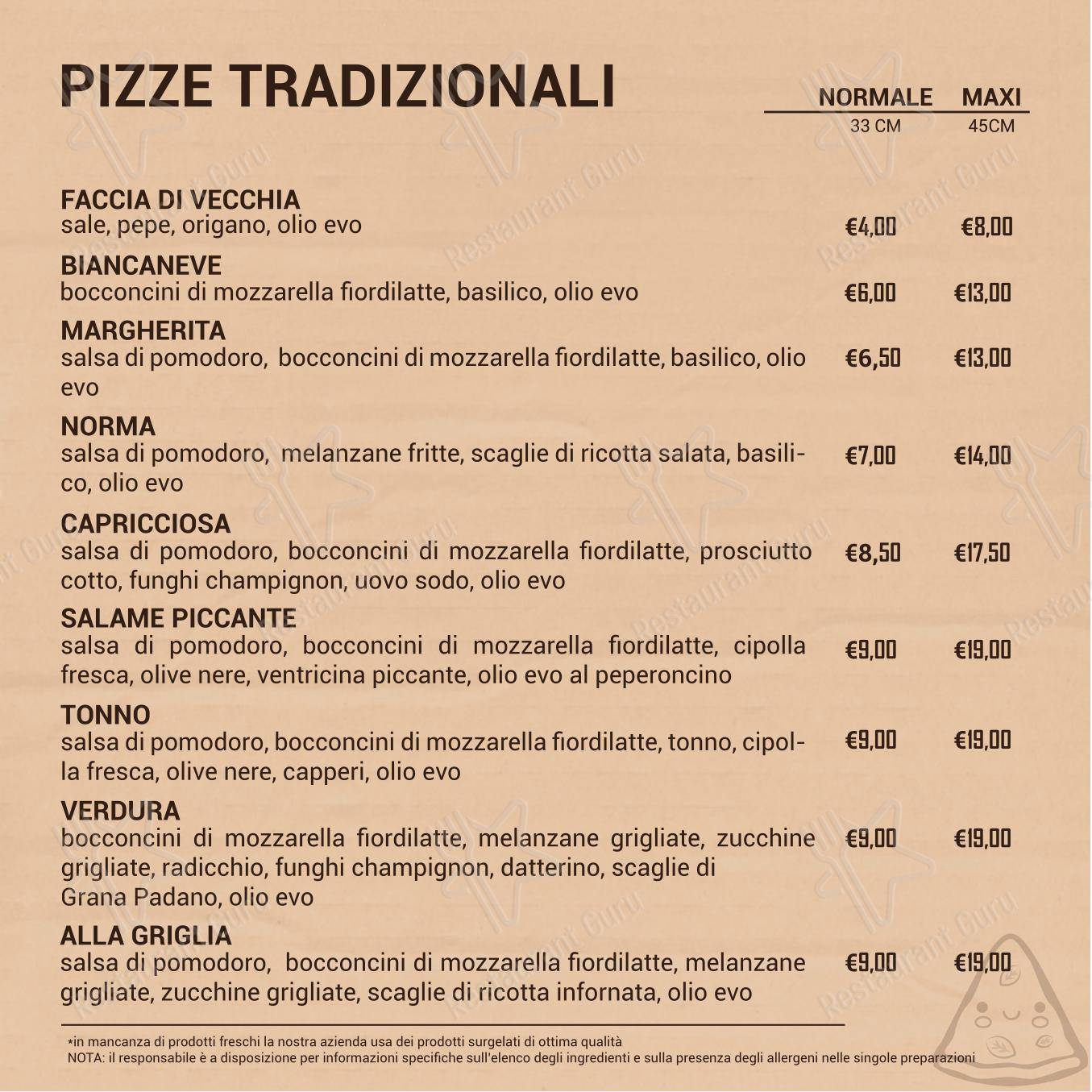 5 Panetti pizzeria da asporto in Catania - Menu