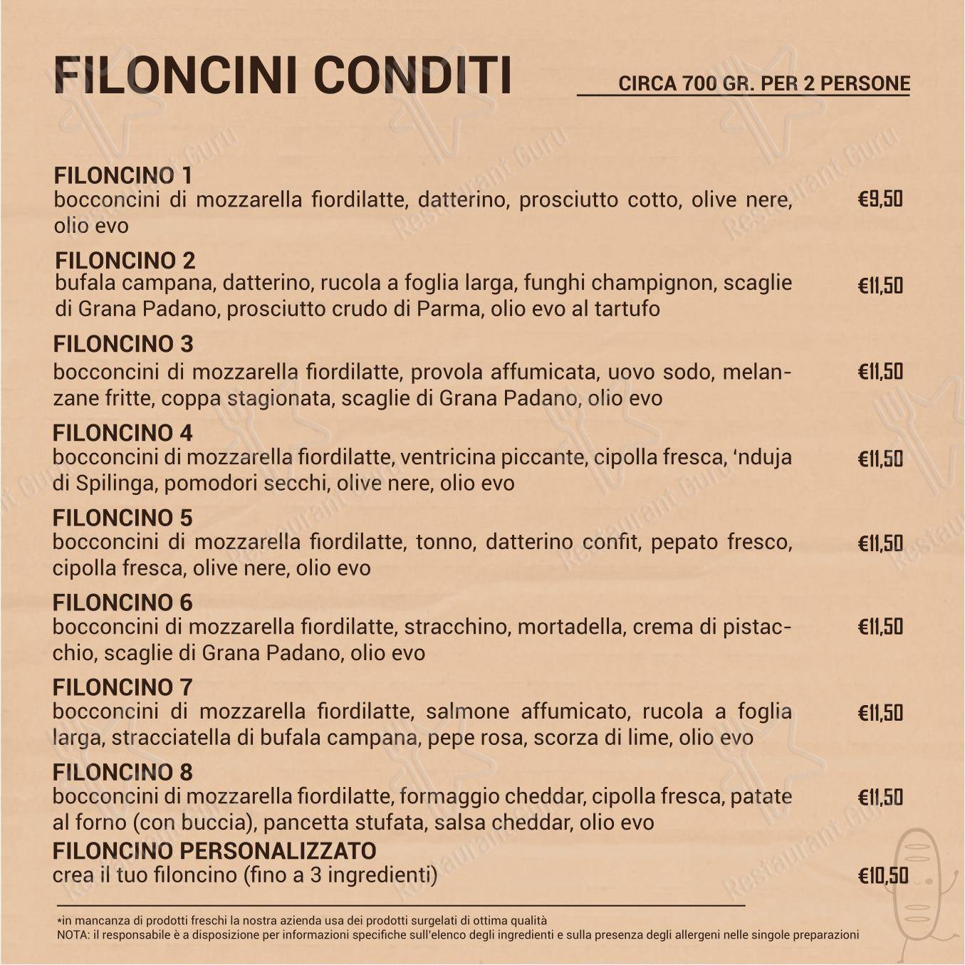 Menu per 5 Panetti pizzeria da asporto pizzeria