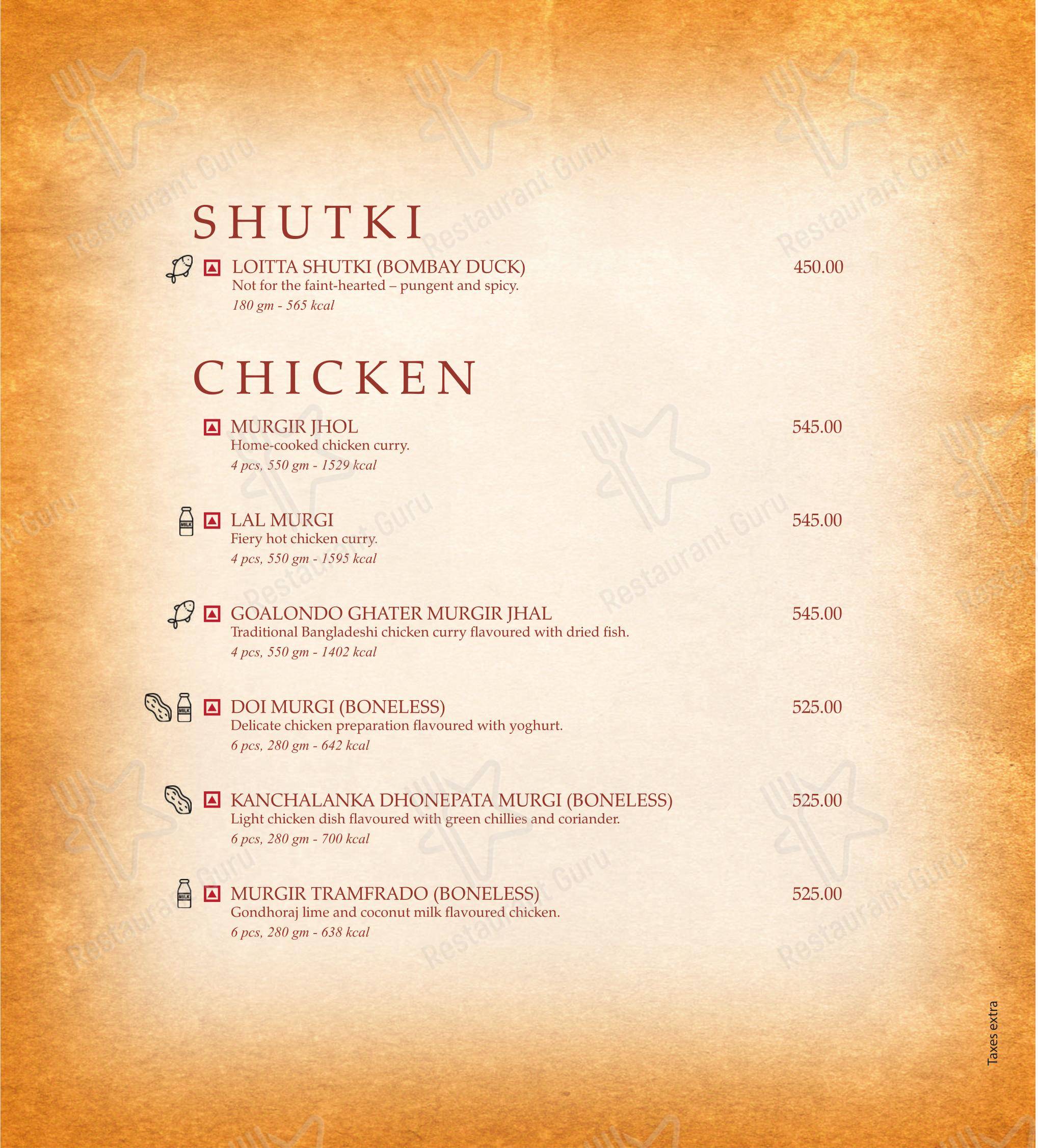 菜单 for 6 Ballygunge Place Thali in Kolkata