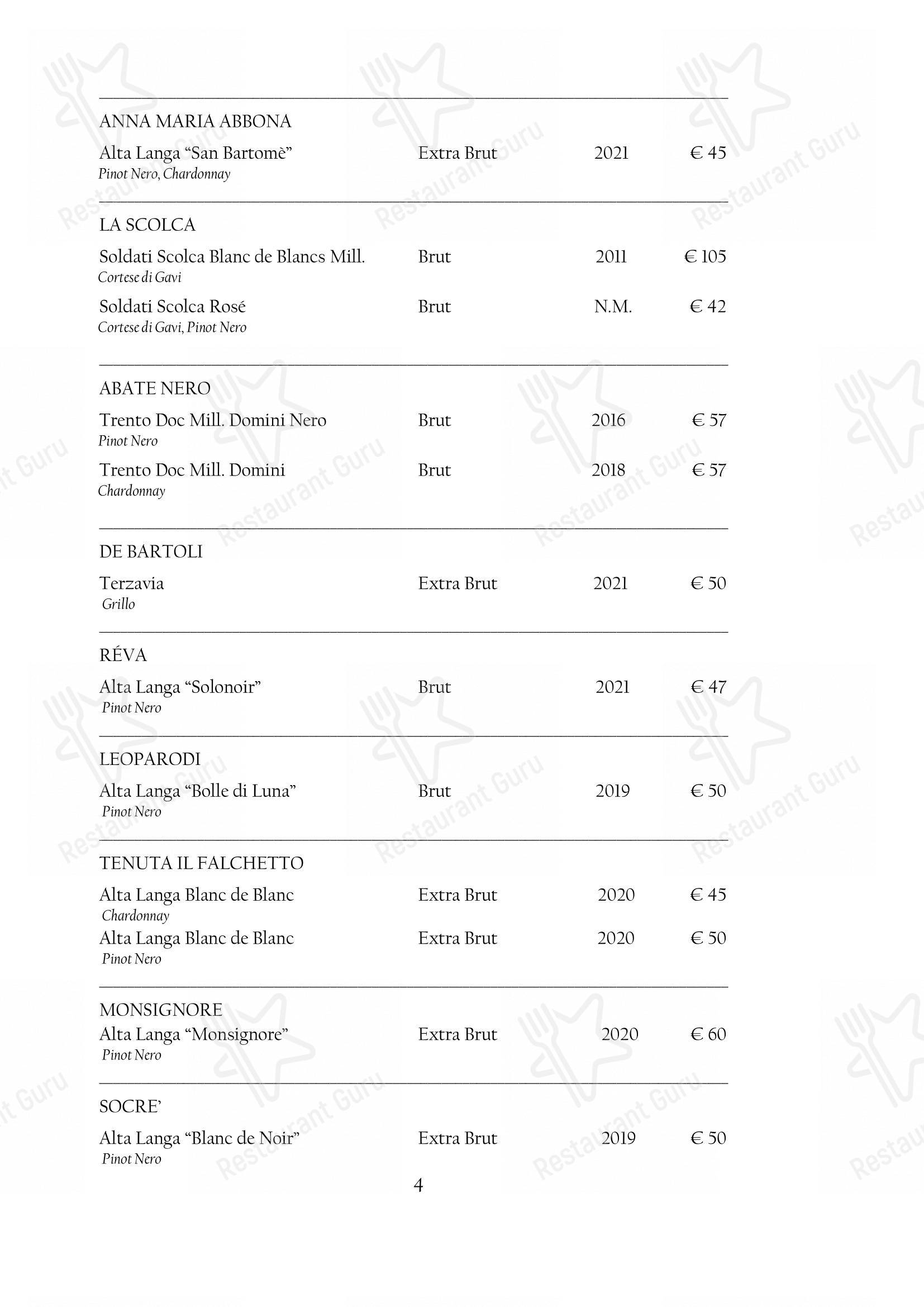 Menu per Arcadia ristorante