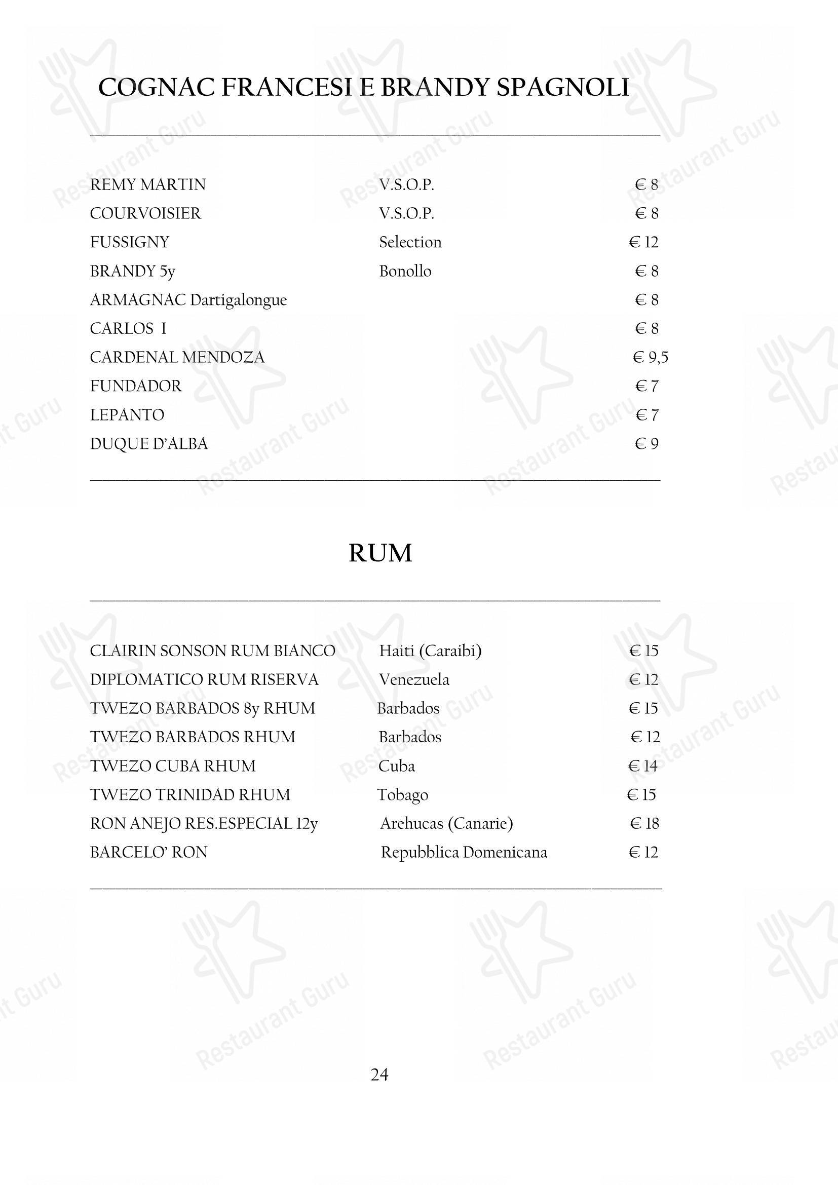 Arcadia in Torino - Menu