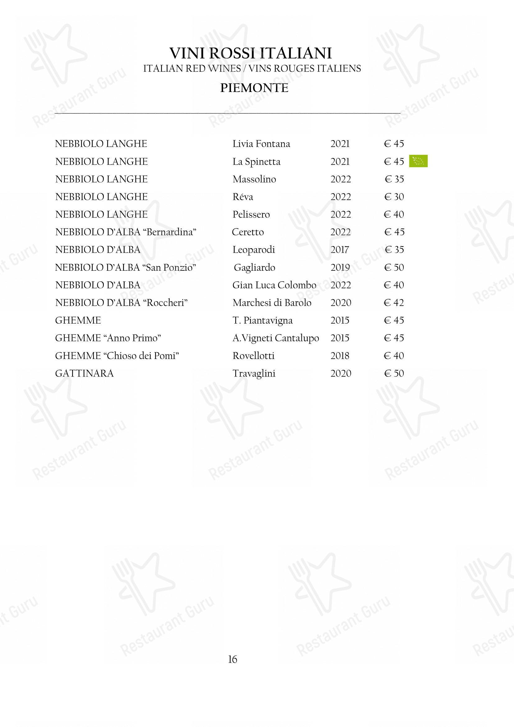 Menu di Arcadia - Menu