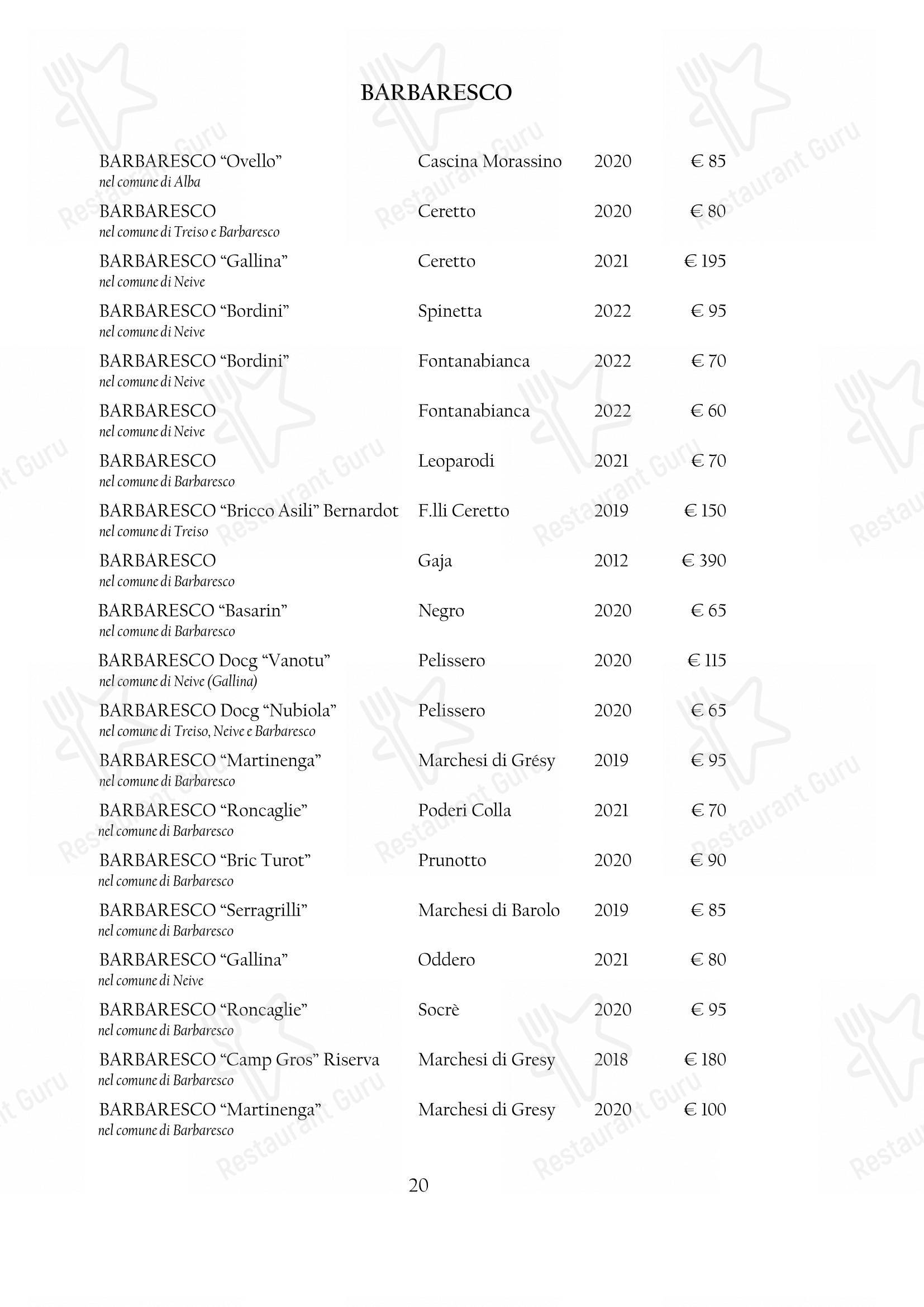Menu pour Arcadia restaurant