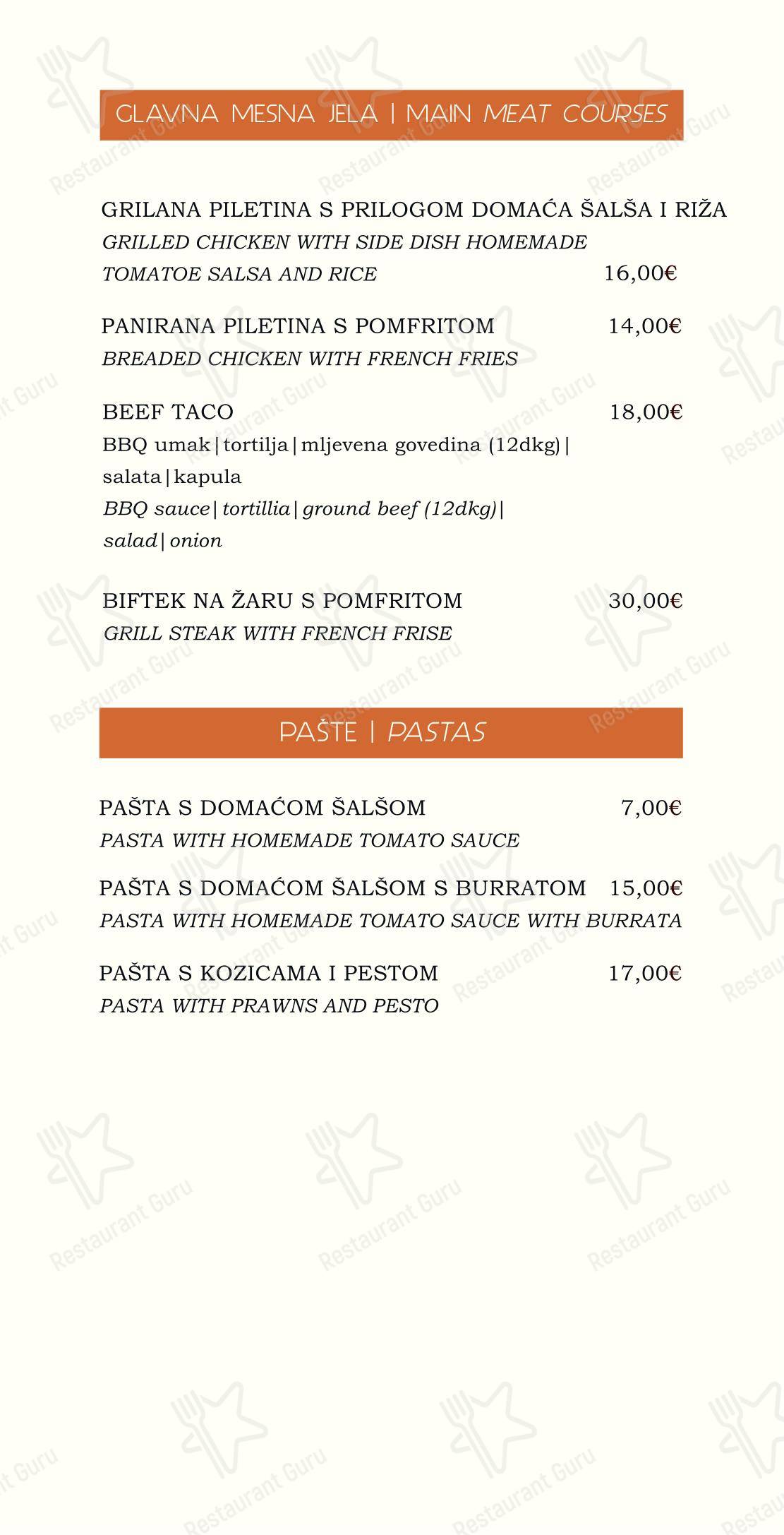 Menu per Bistro Gugulo in Kali