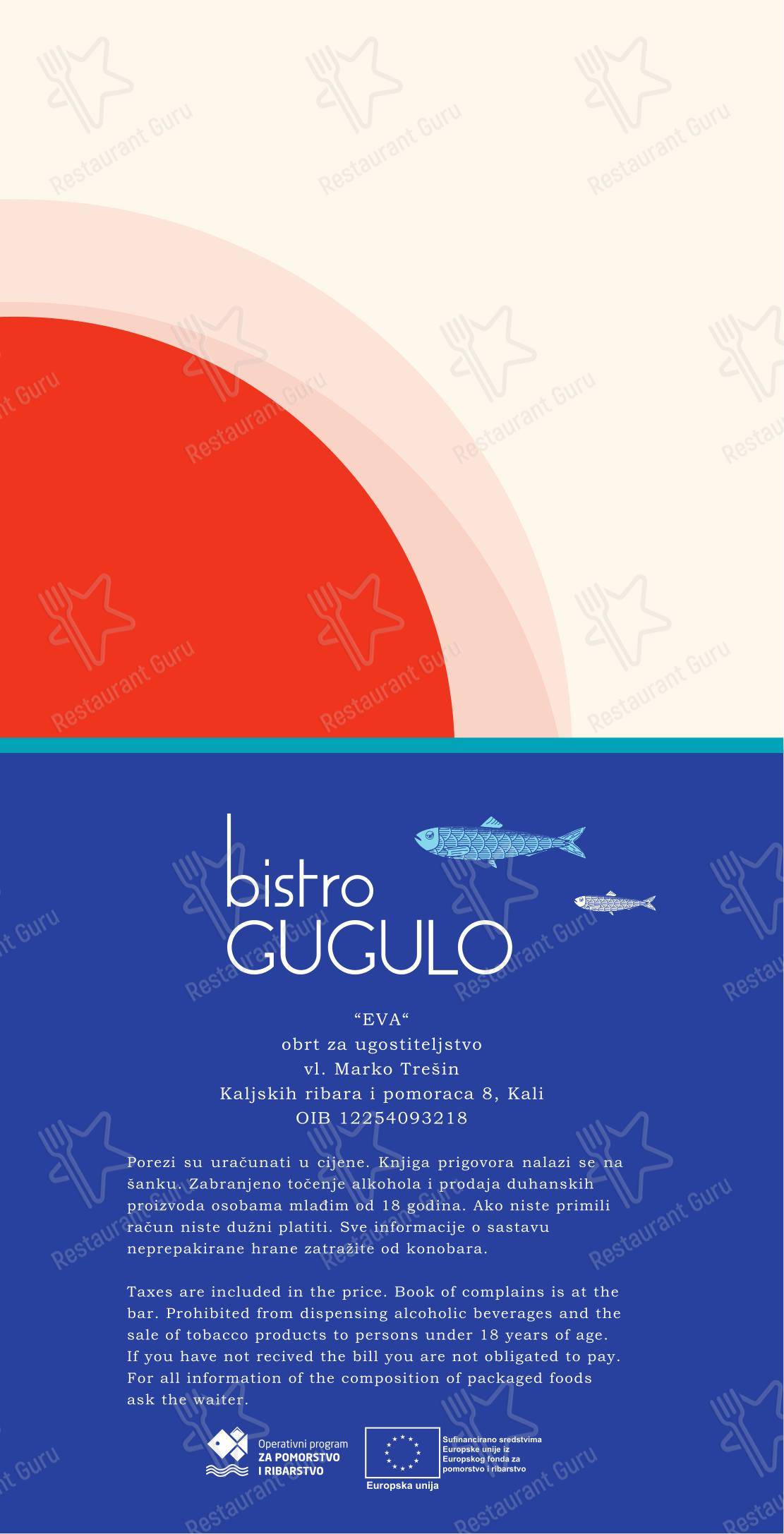 Menu per Bistro Gugulo
