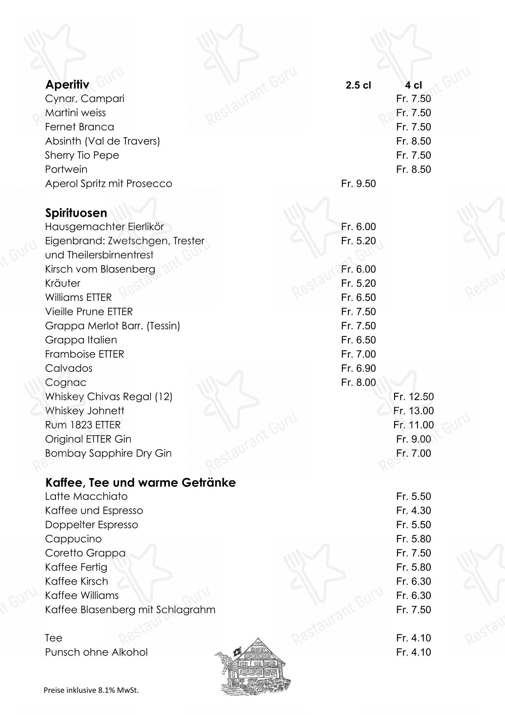 Menu di Blasenberg - 菜单
