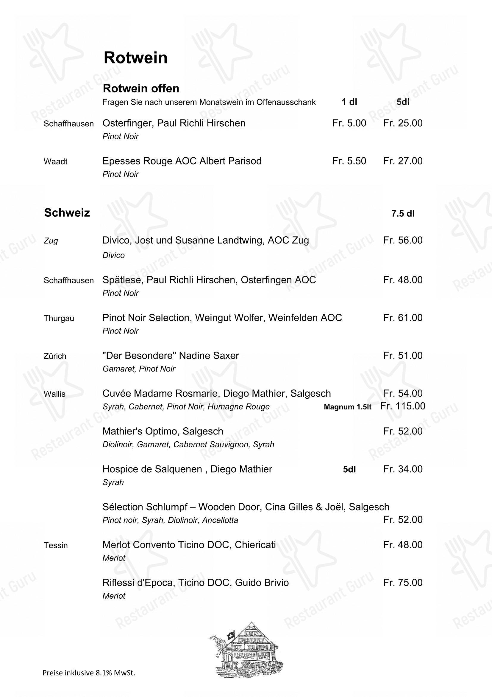 Menu di Blasenberg - 菜单