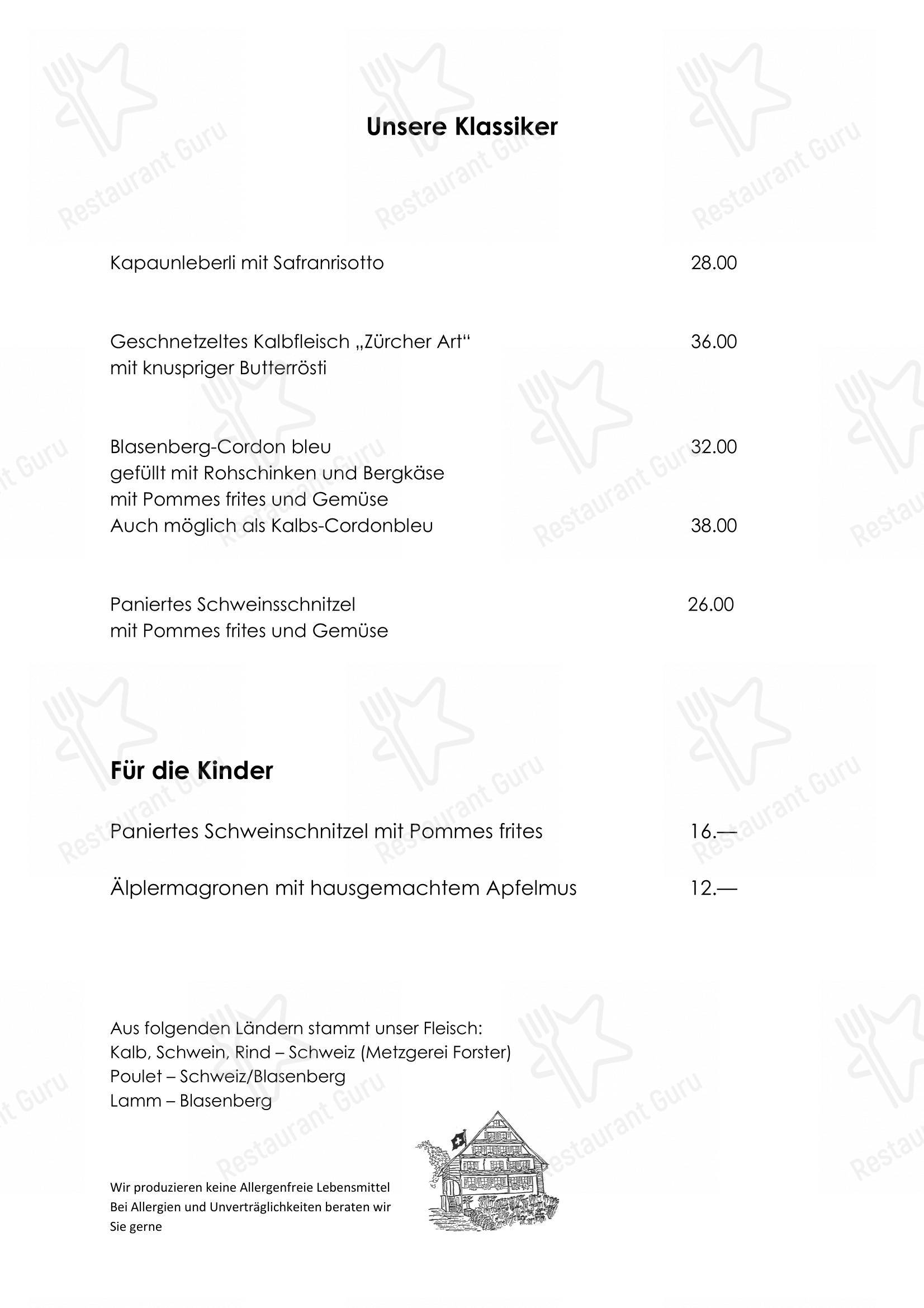 Menu di Blasenberg - Menu bar