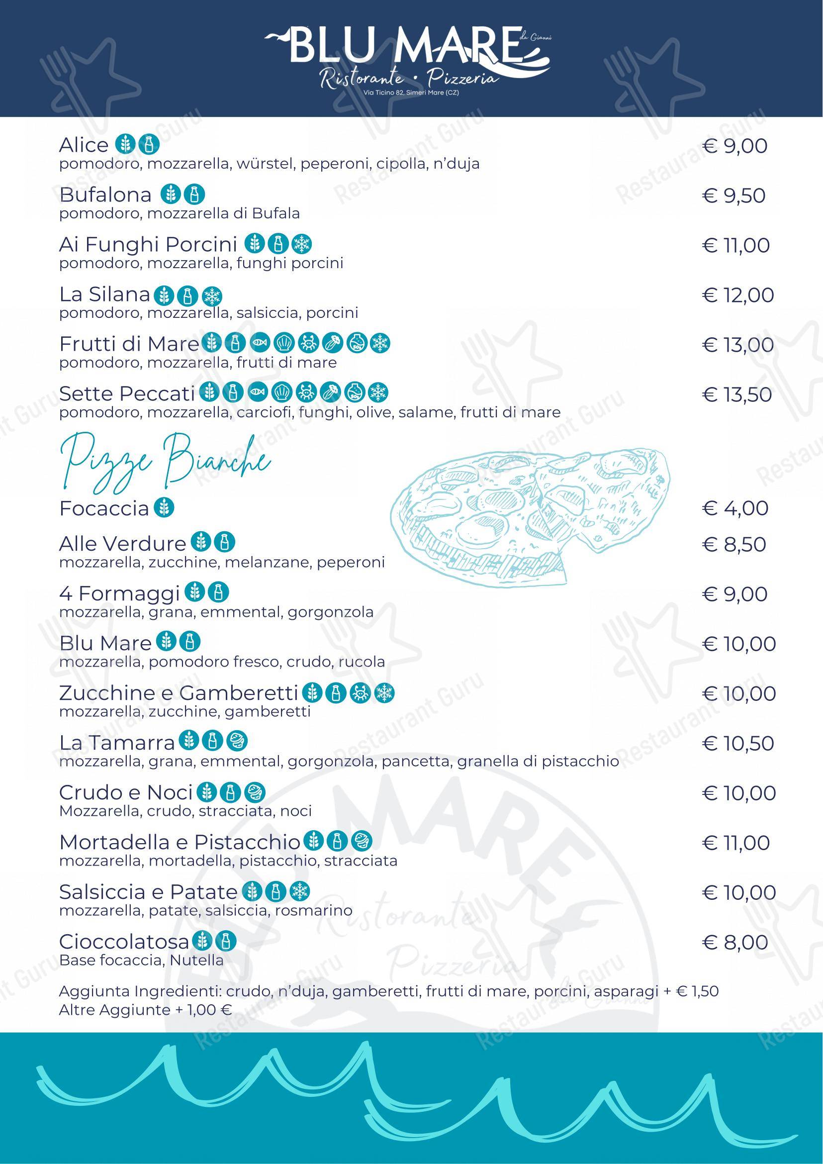Blu Mare - Ristorante Pizzeria in Simeri Mare - Menu
