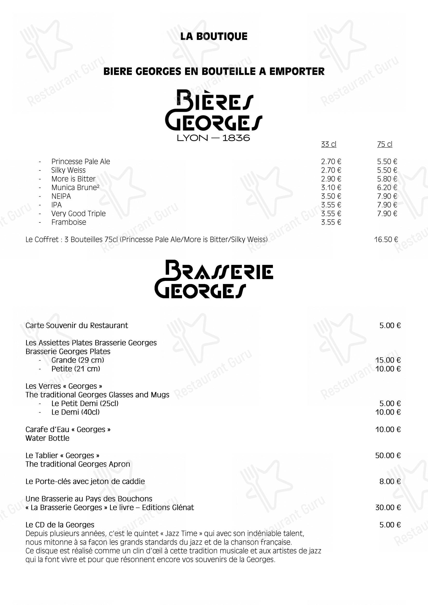 Menu au Brasserie Georges restaurant, Lyon