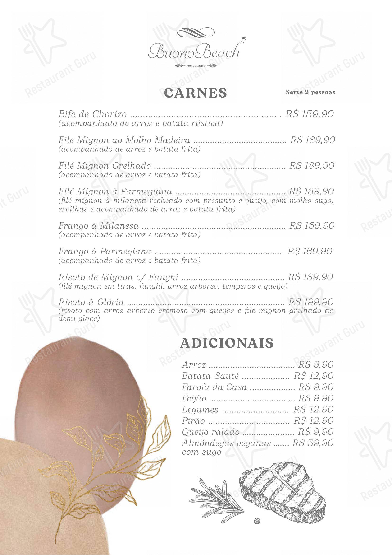 Buono Beach Restaurante - Menu