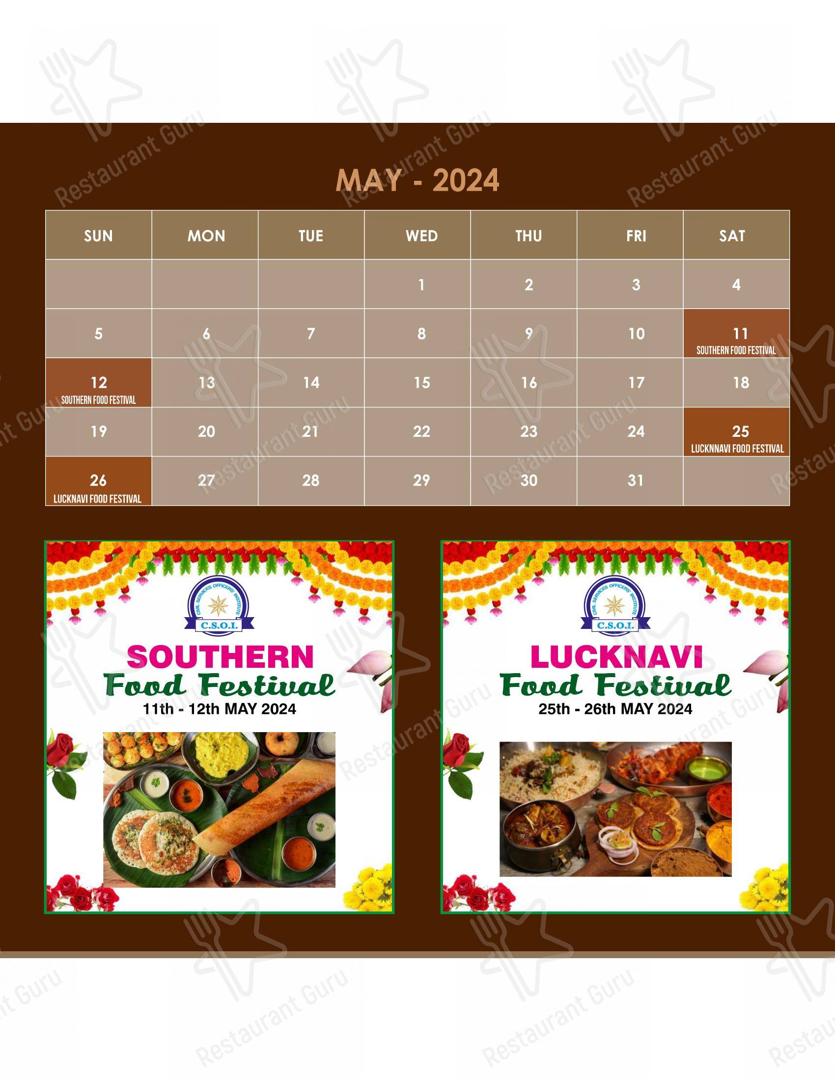 Menu for CSOI in New Delhi