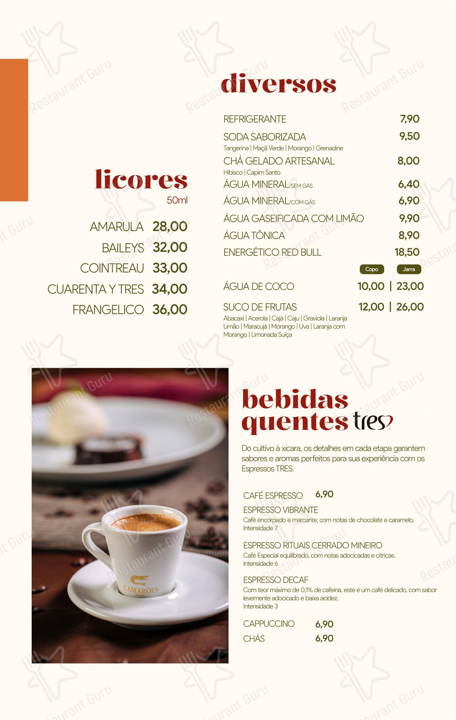 Camarões Potiguar em Natal - Menu bar