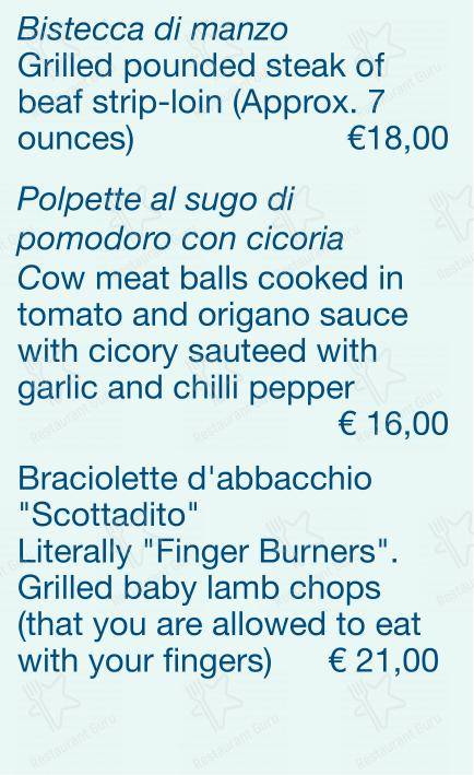 Menu di Checchino dal 1887 - Menu bar