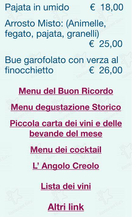 Menu di Checchino dal 1887 - Menu
