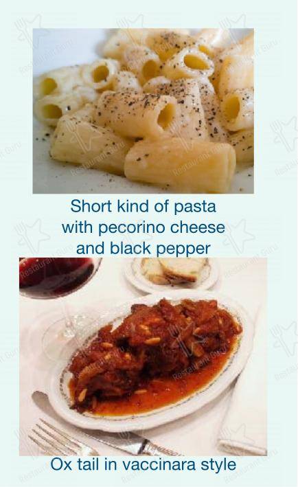 Checchino dal 1887 in Roma - Menu bar