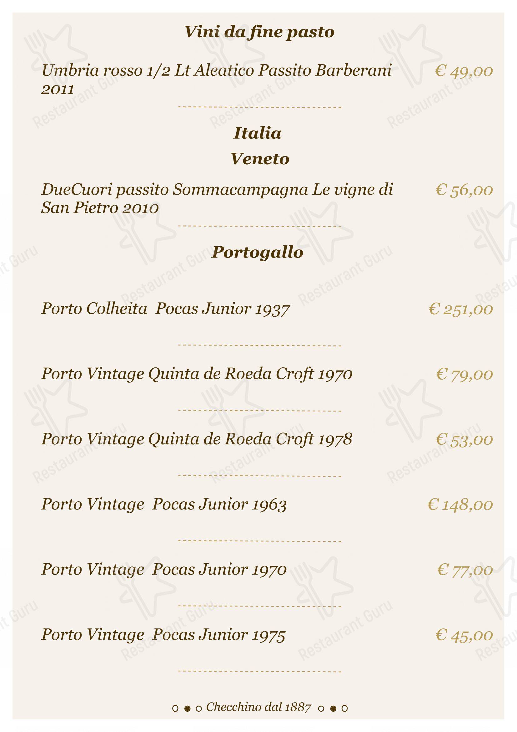 Menu di Checchino dal 1887 - Lunch Menu