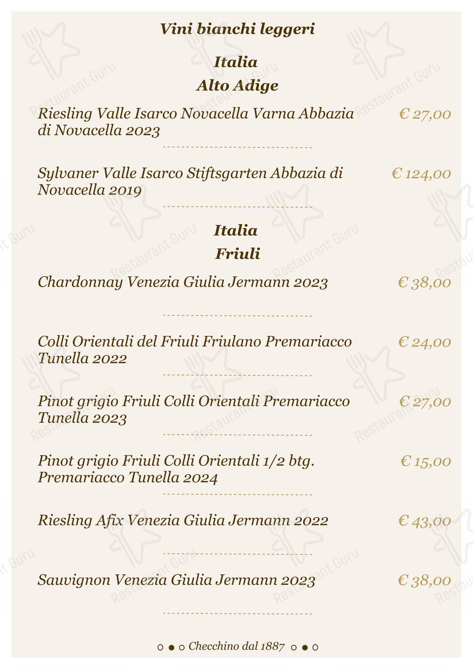Menu di Checchino dal 1887 - Lunch Menu