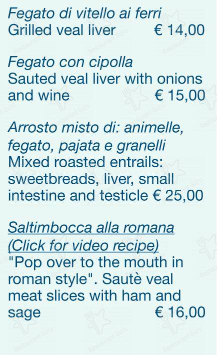 Checchino dal 1887 in Roma - Menu bar