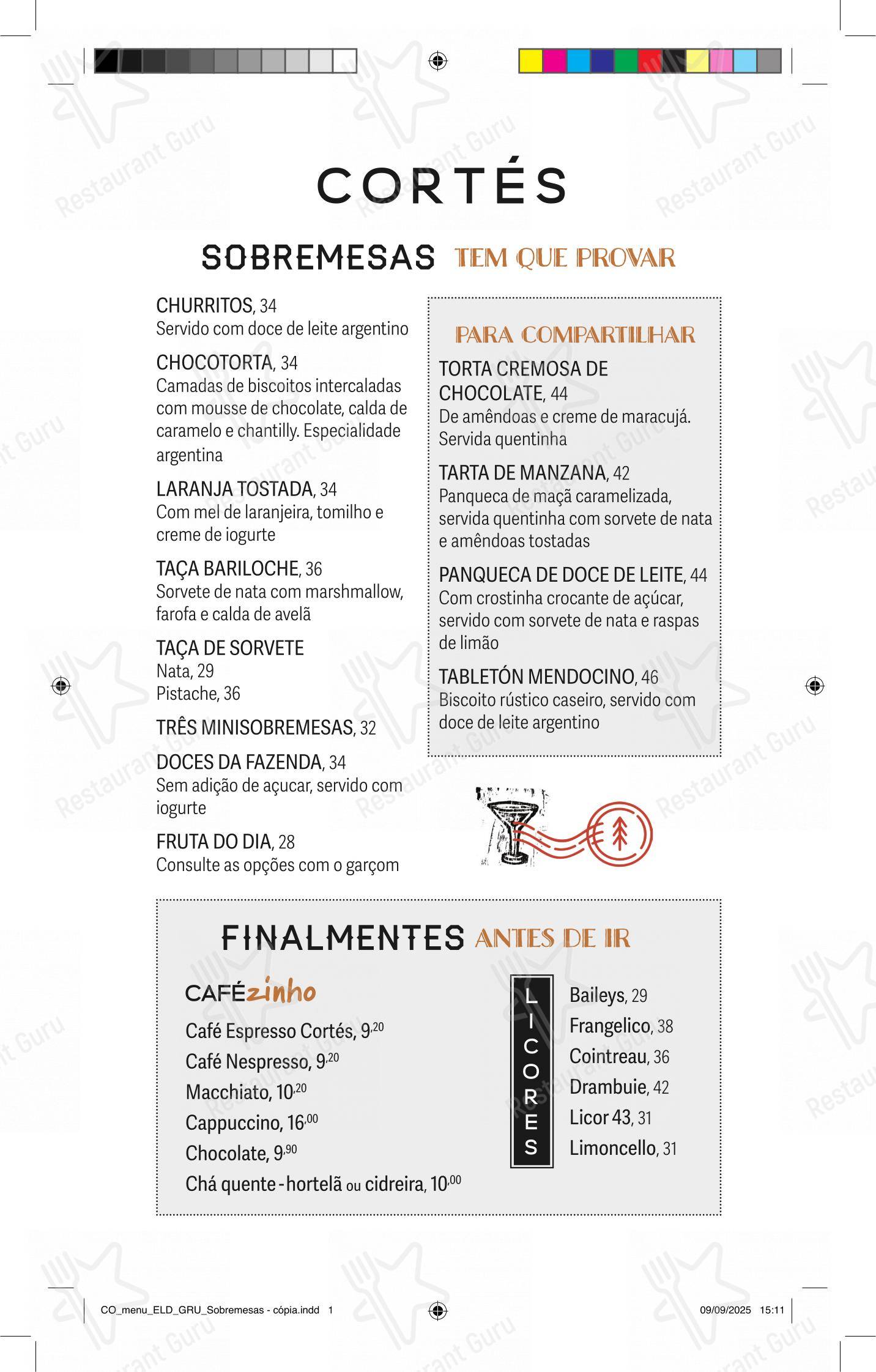 Restaurante Cortés em Rio de Janeiro - 菜单