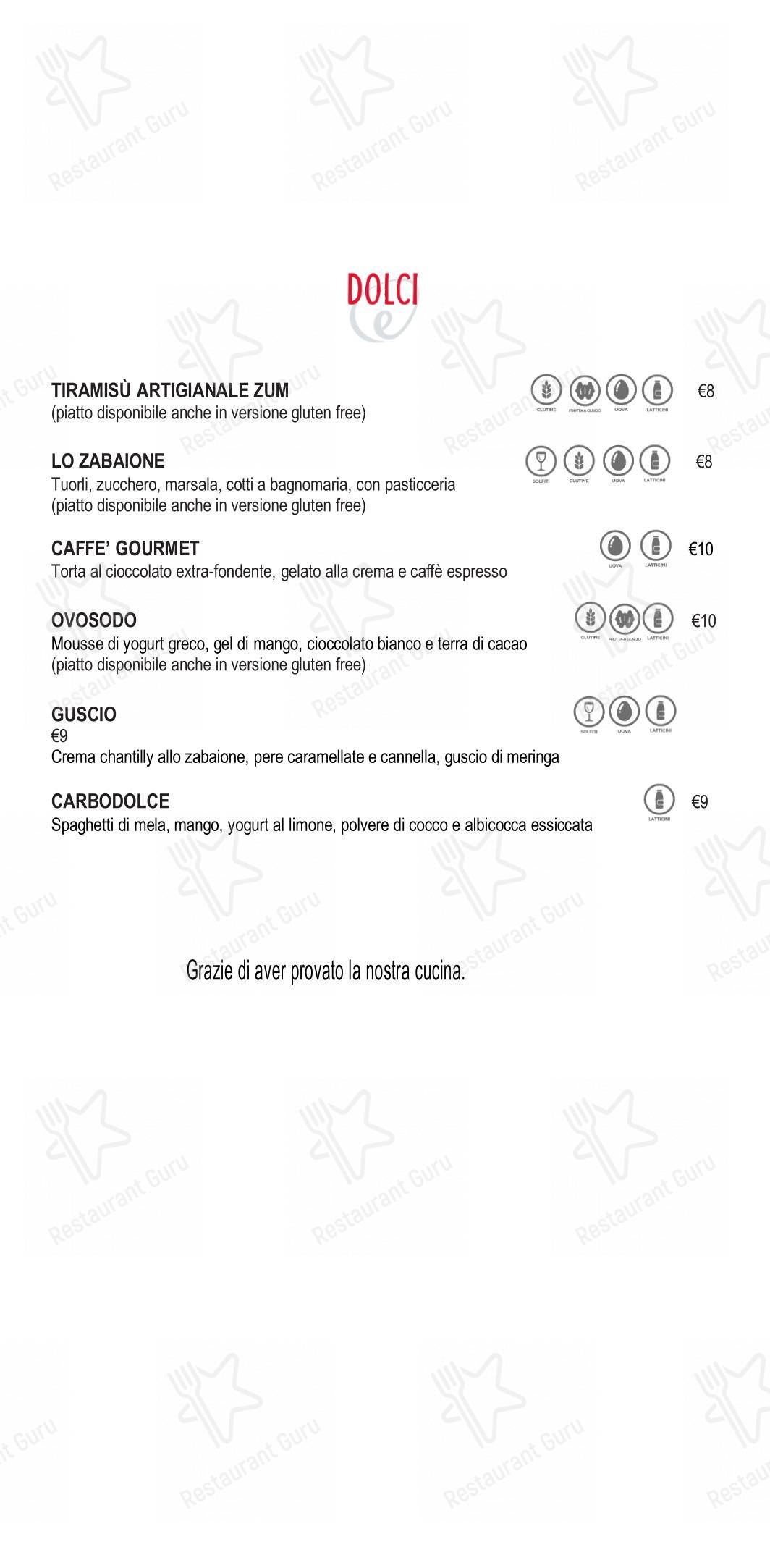 Menu per Eggs Roma in Roma