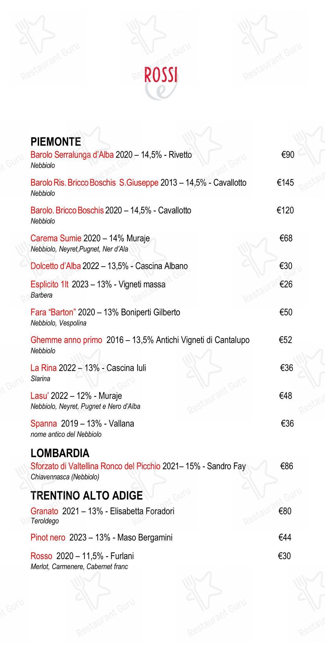 Menu di Eggs Roma - 菜单