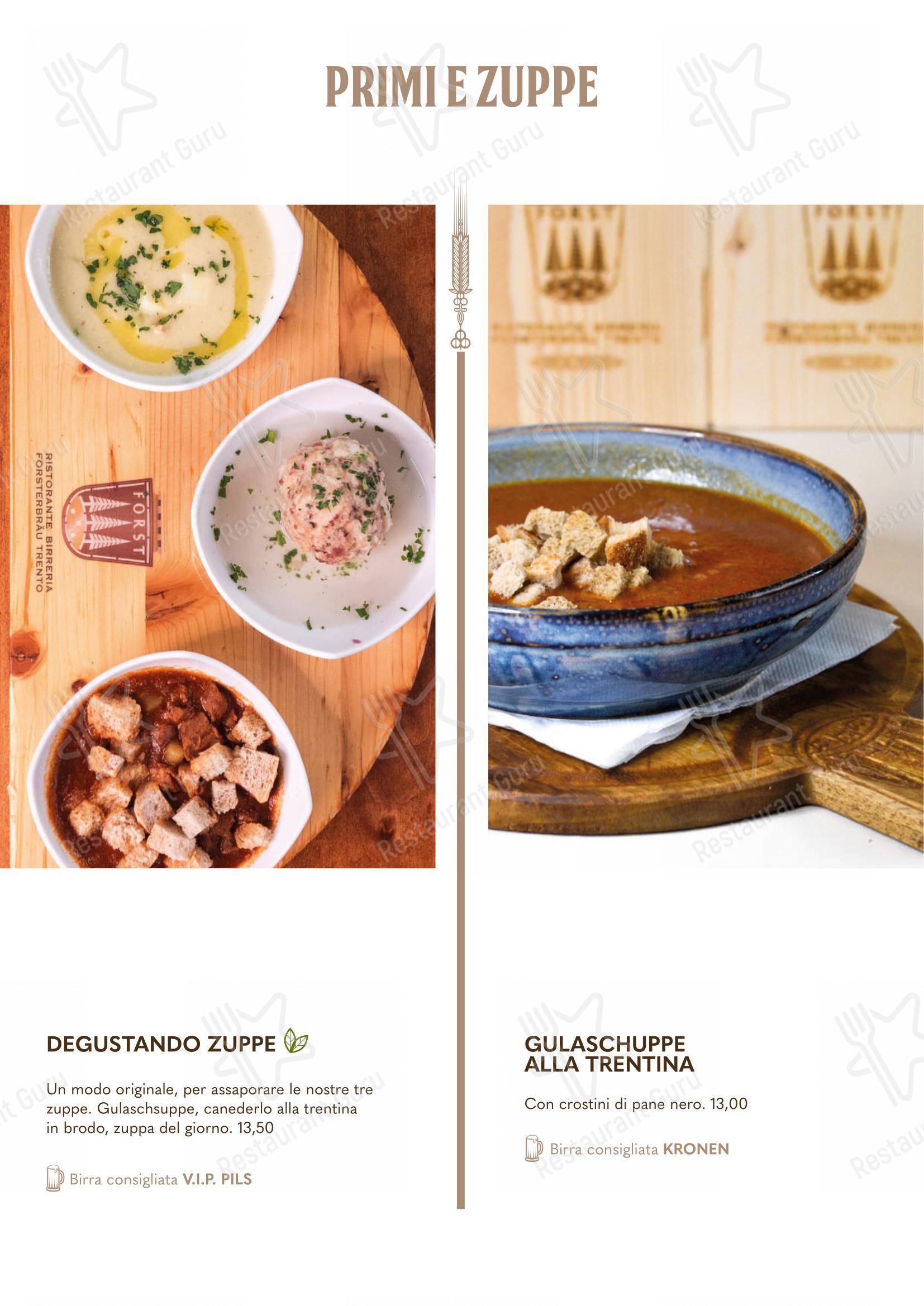 Menu per Forsterbräu Trento in Trento