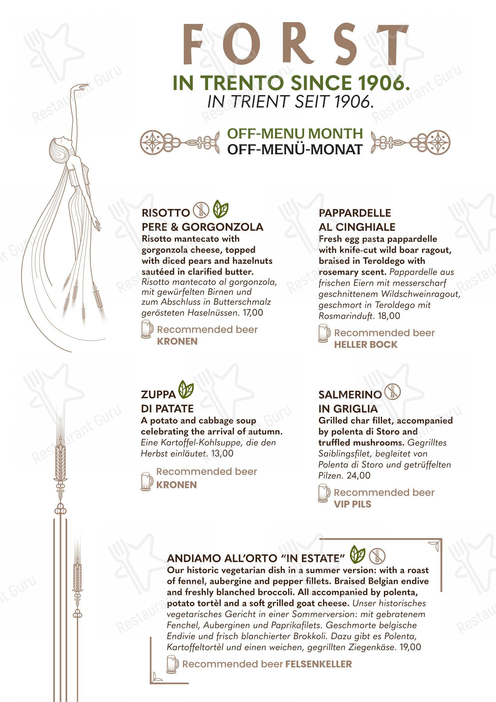 Forsterbräu Trento in Trento - Основное меню