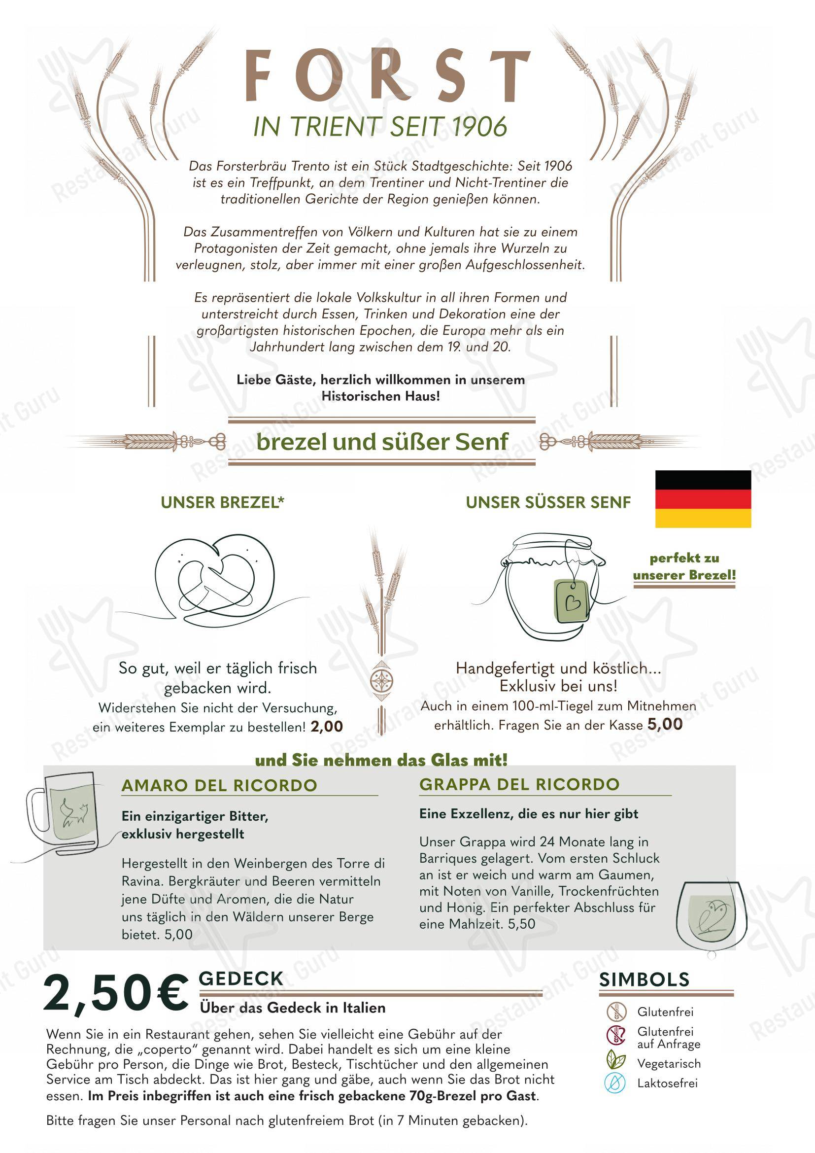 Forsterbräu Trento in Trento - Основное меню