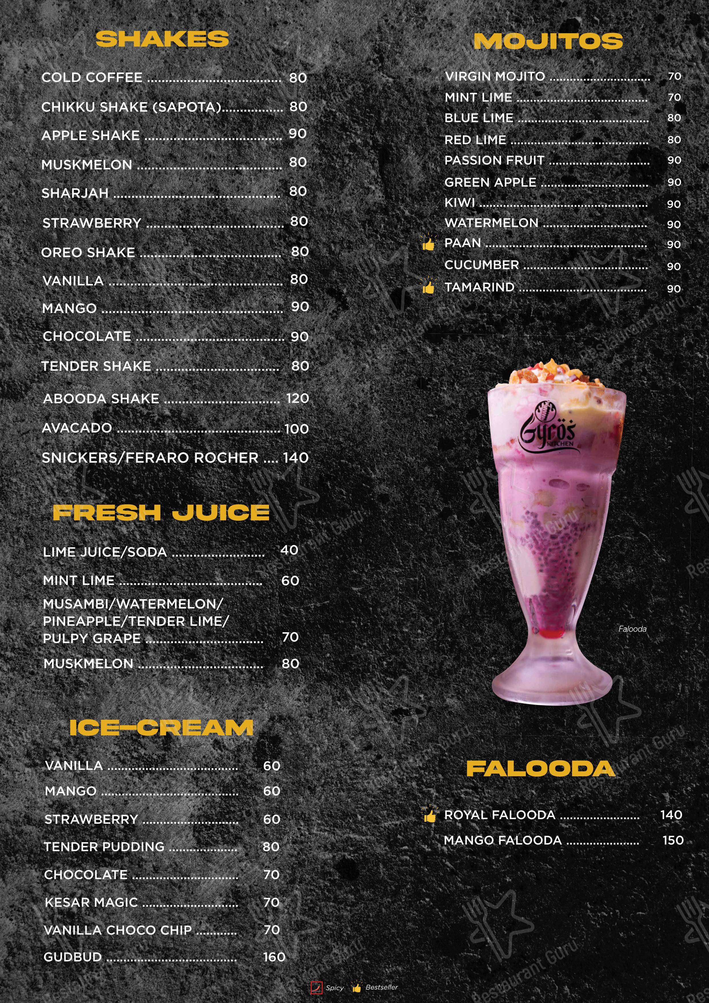 Menu for GYROS KITCHEN Kammanahalli in Bengaluru