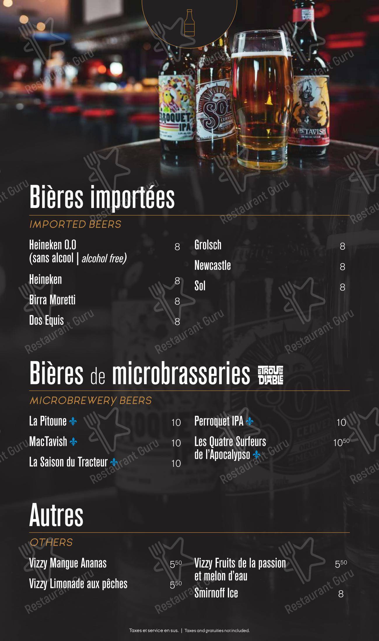Ginger Resto-Bar dans Québec - Dinner Menu