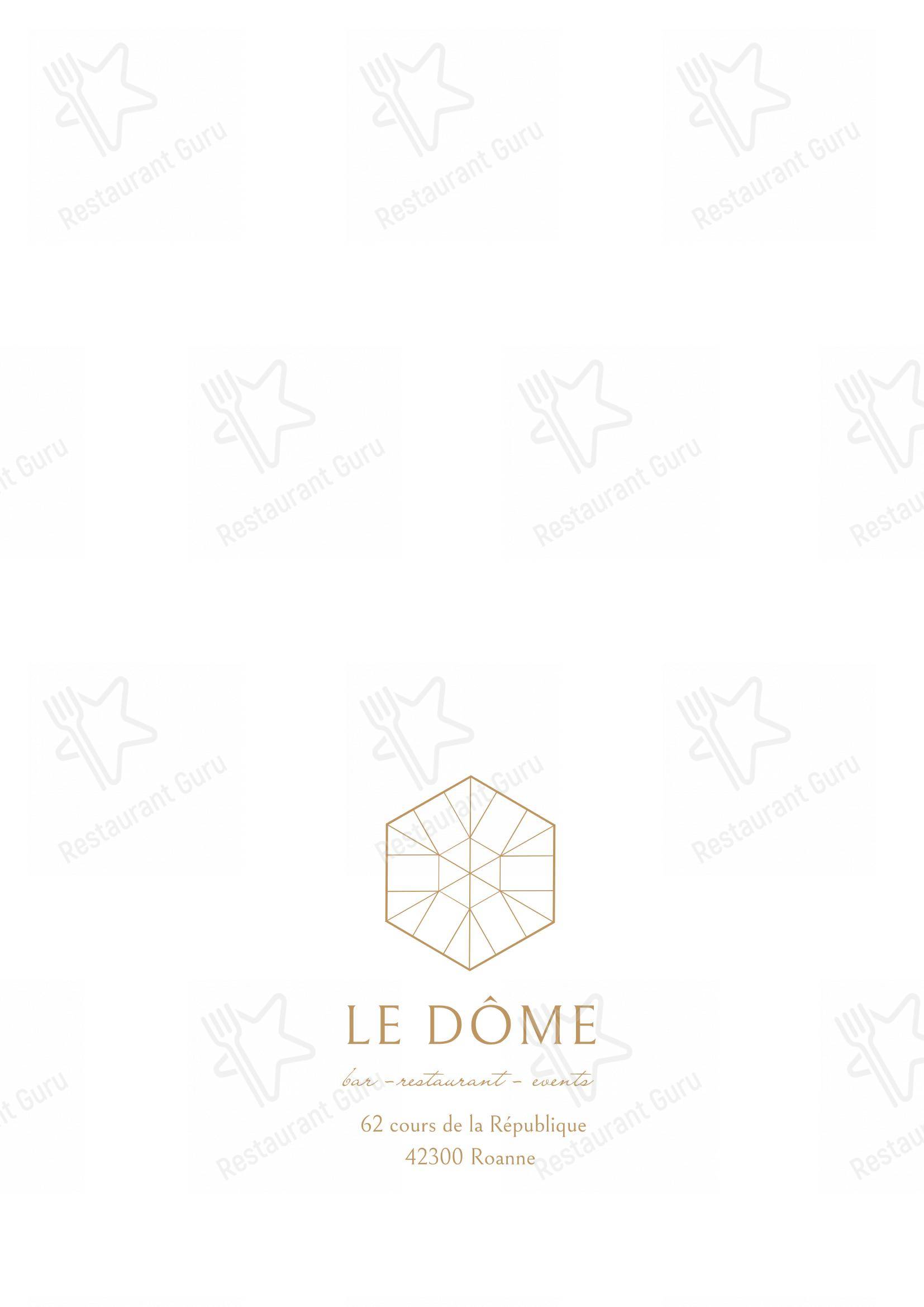 Menu pour Le Dôme - Menu bar