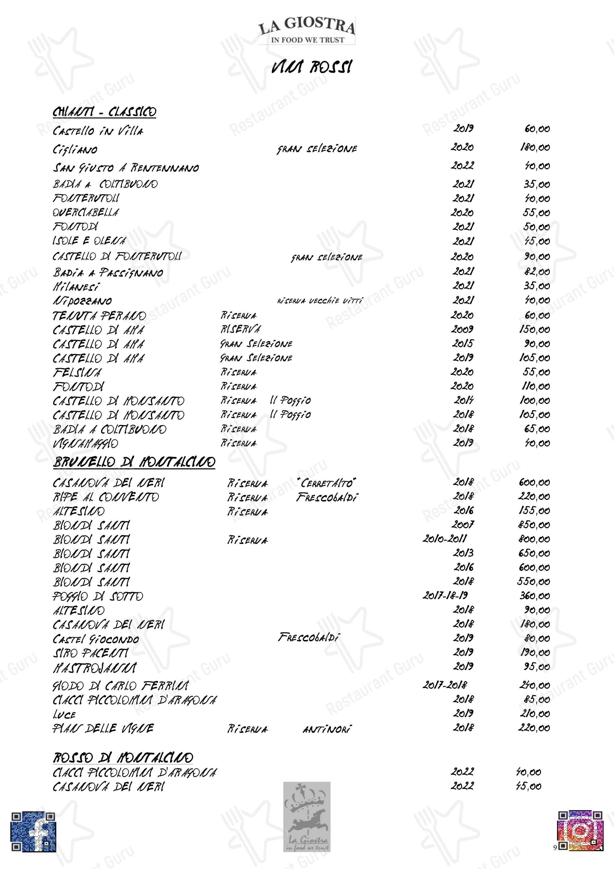 Menu di La Giostra - Menu