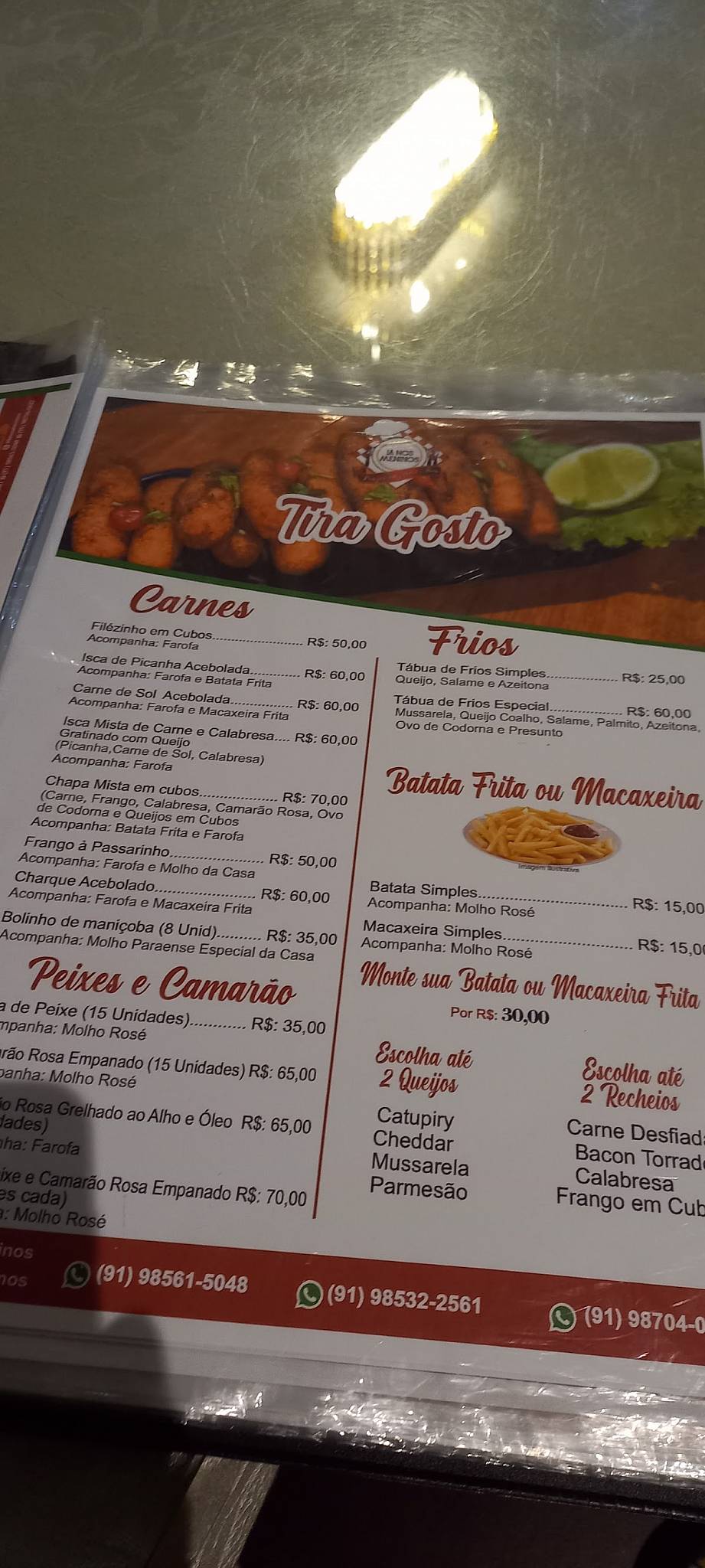 Lá Nos Meninos cardápio