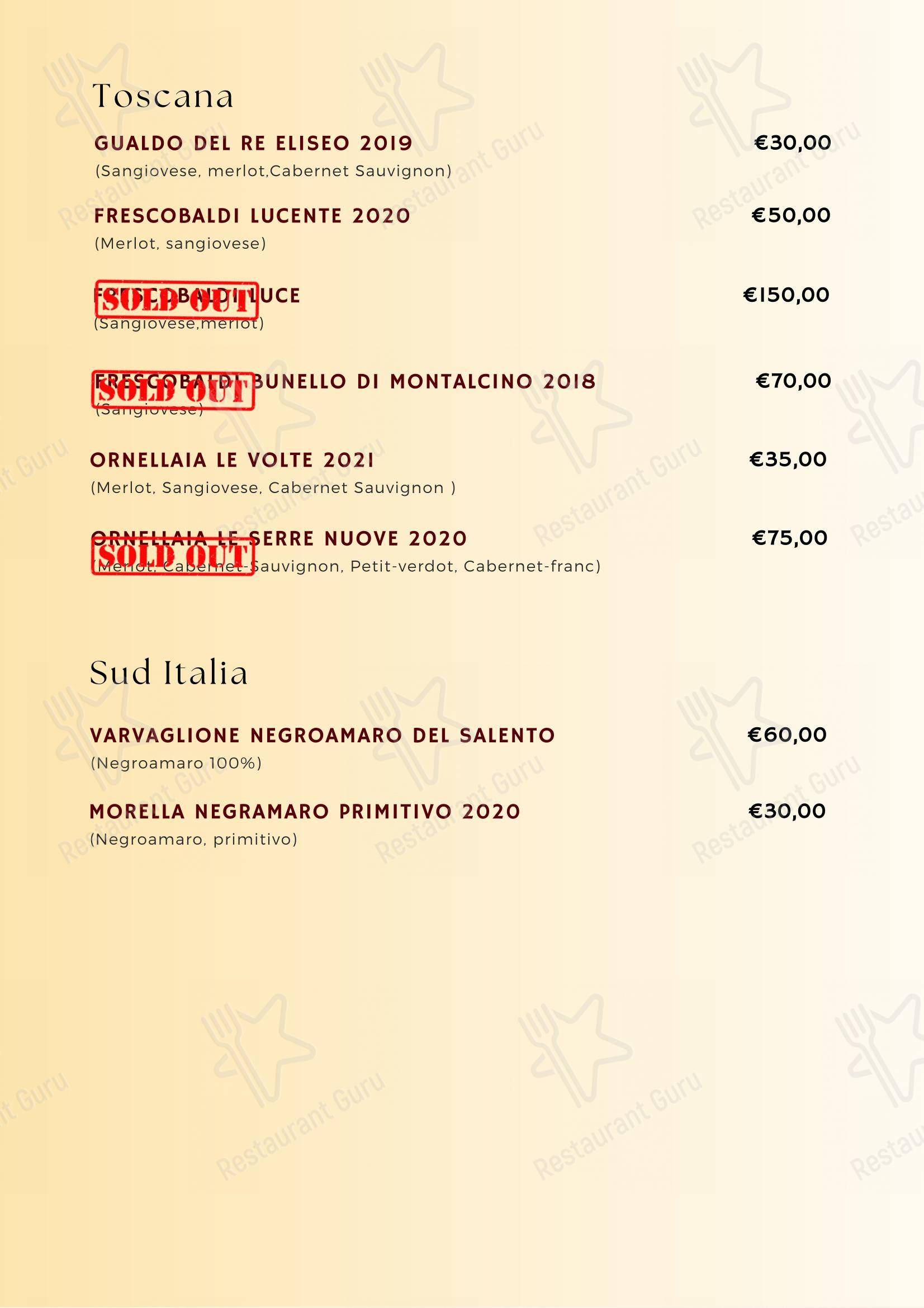 Menu per La Sosta Cafè pub & bar