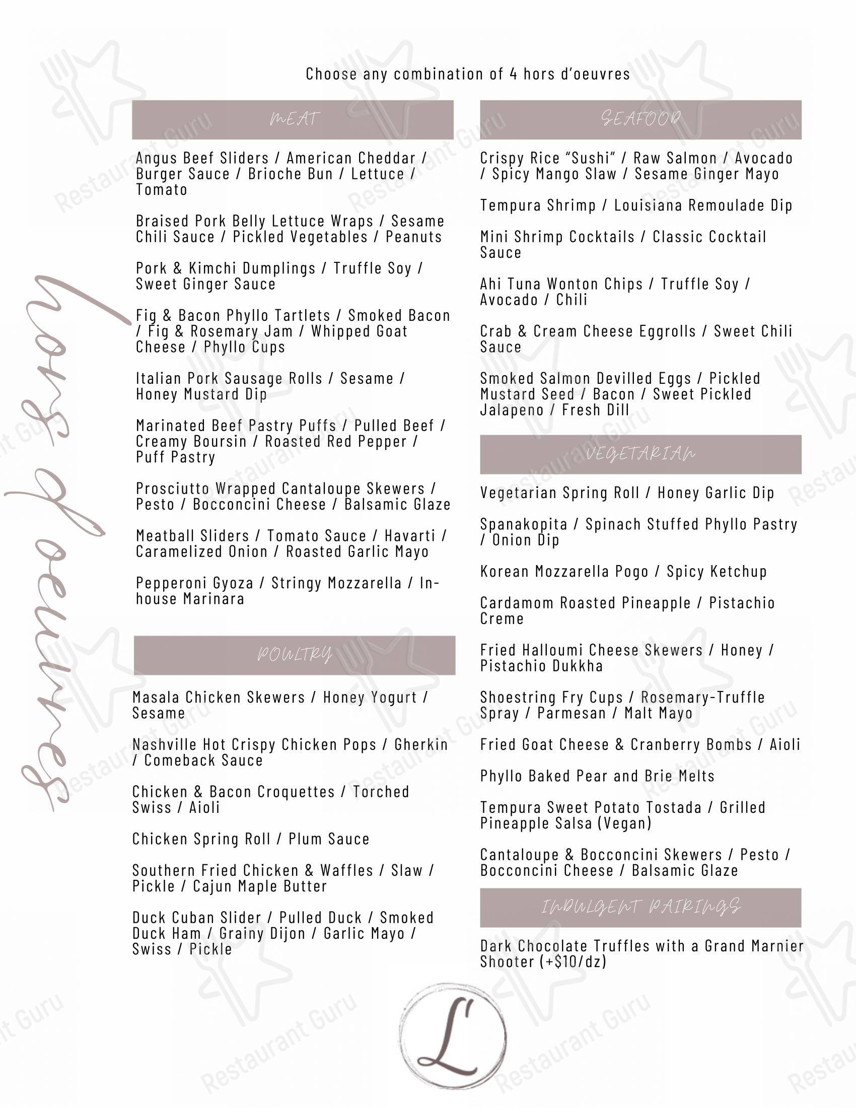 Lago dans Ottawa - Menu