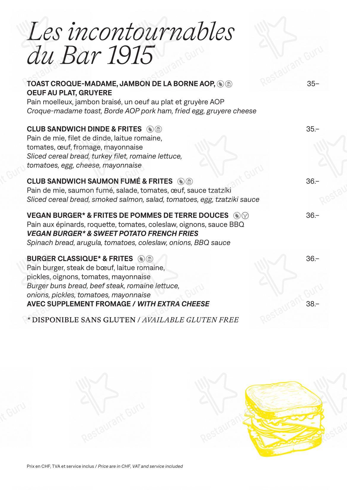 Menu per Lausanne Palace in Losanna