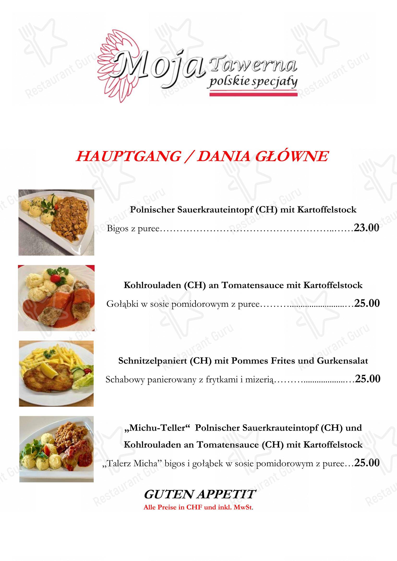 Menu per Moja Tawerna in Bellach