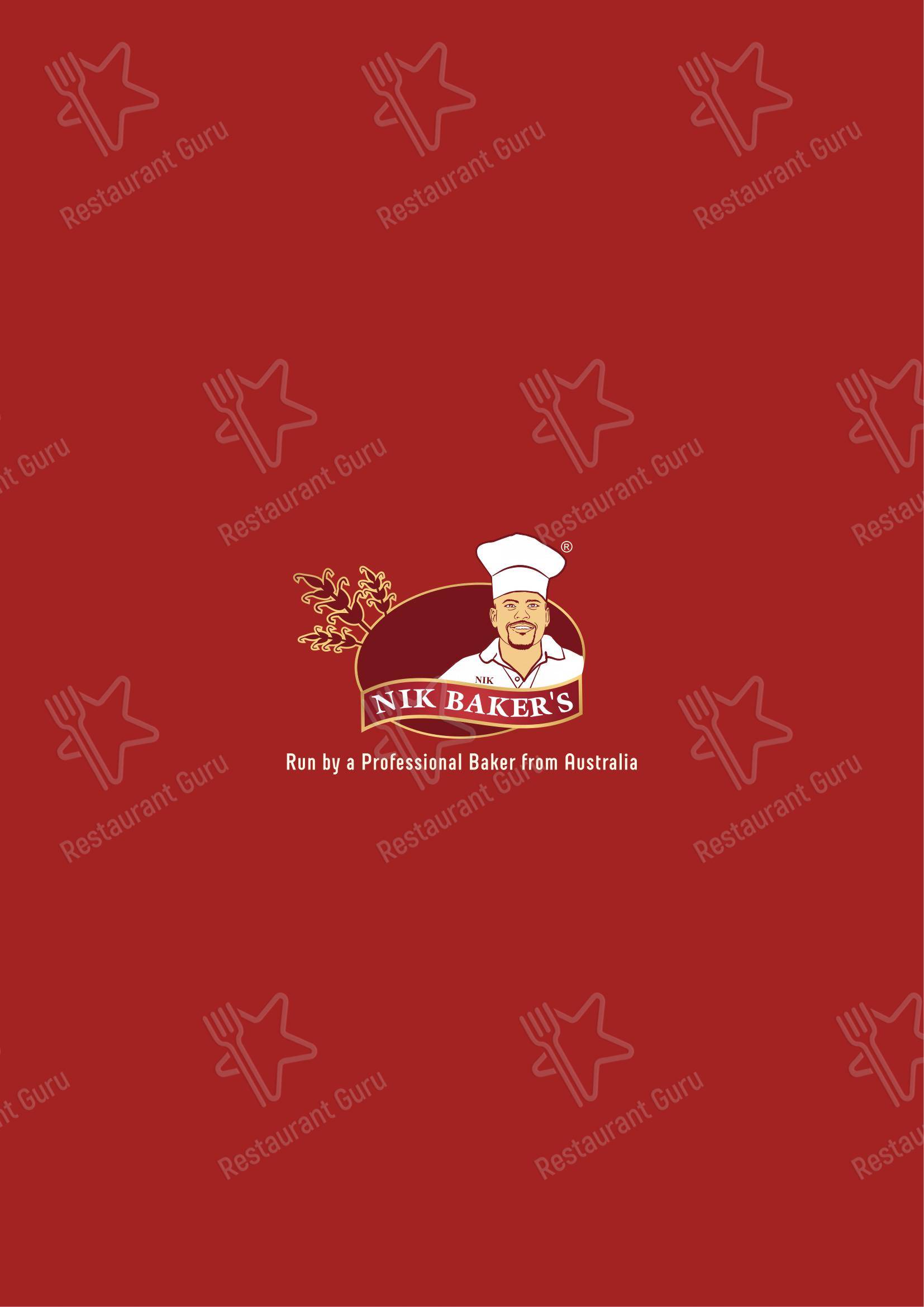 Menu bar for NIK BAKER'S in New Delhi