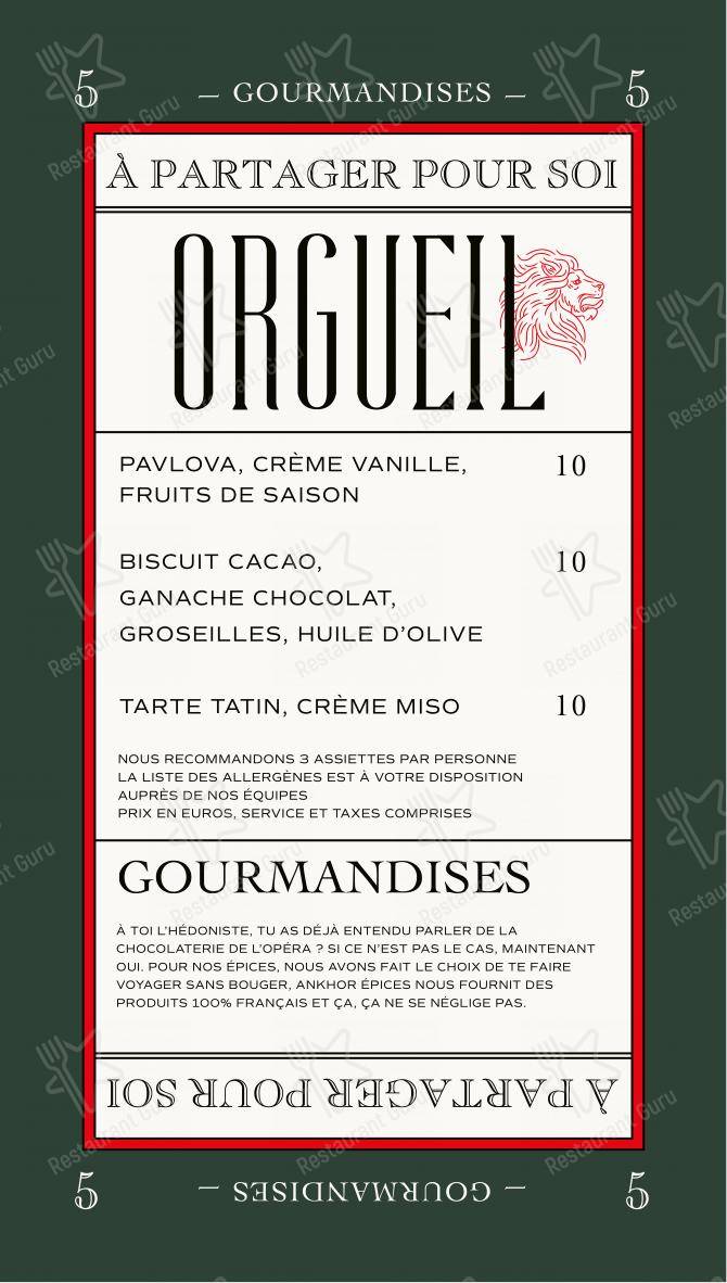 Menu pour Orgueil - Menu bar