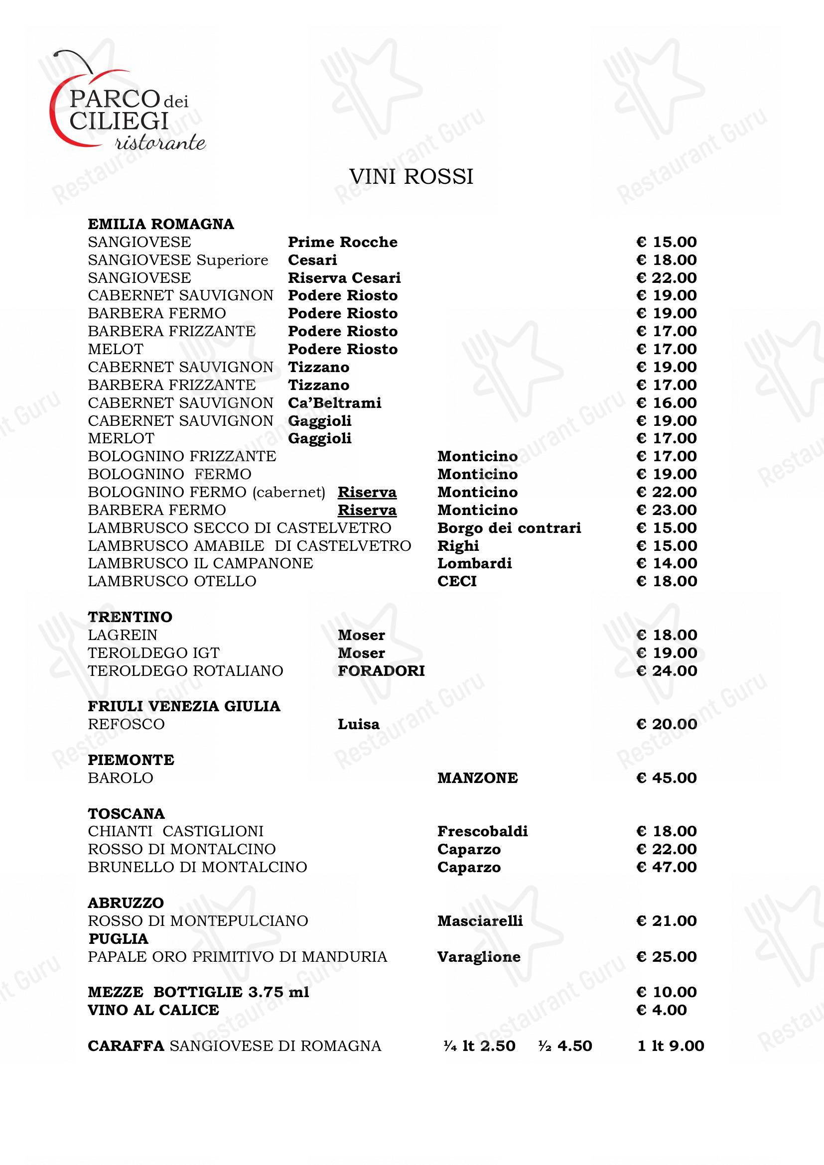 Menu di Parco Dei Ciliegi - Коктейльная карта